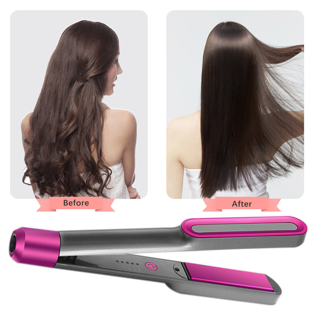 Warm curling hair straightener