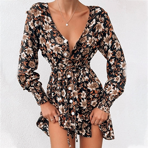 Women Floral Boho Party Dress Sexy Ladies Clothes Dresses