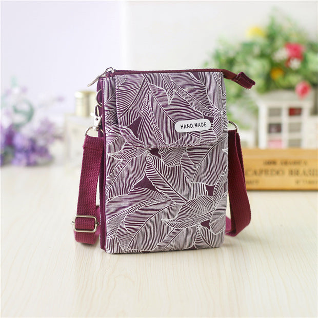 Leaf Large Screen Cloth Cross-body Mobile Phone Bag Ladies Cross-body Bag