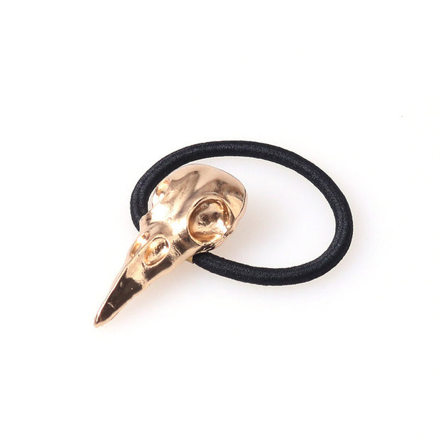 European And American Punk Personality Hair Accessories Three-Dimensional Metal Crow Skull Skull Hair Rope Hair Tie The Same Style Is Available In Multiple Colors