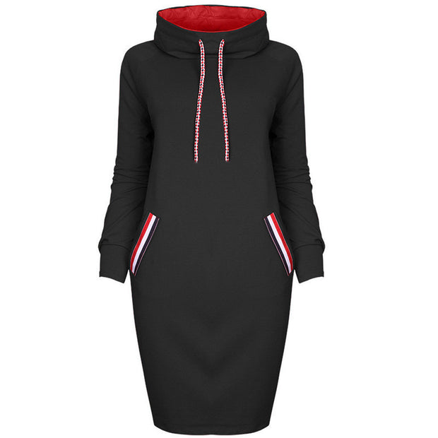 Ladies Winter Hooded Dresses Women Dress