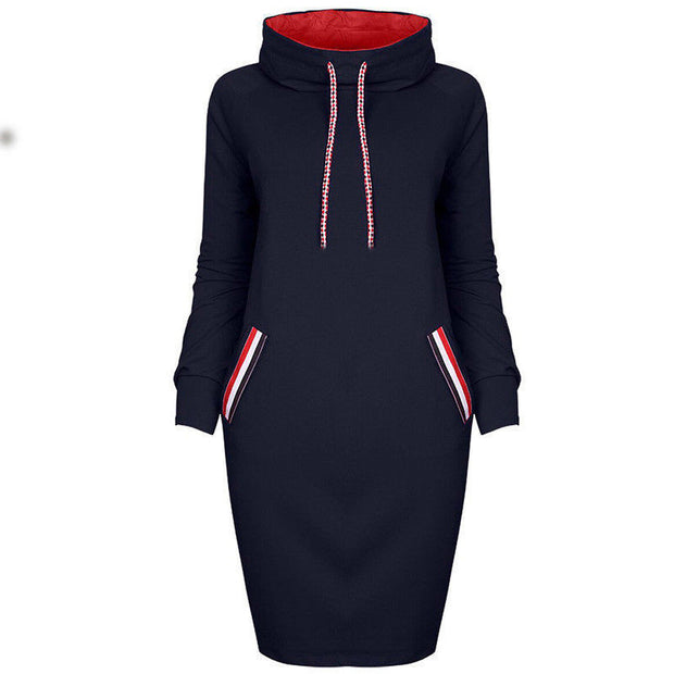 Ladies Winter Hooded Dresses Women Dress