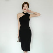 Dresses, Ladies' Body-fitting, Hanging Neck, Waist Bag, Hip Temperament, Thin One-step Skirt