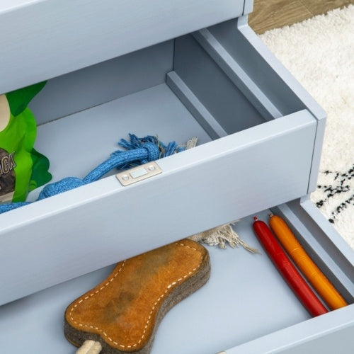 PawHut 3 Step Wooden Dog Steps Pet Stairs For Dogs, Cat Ladder For Bed Couch With Storage Grey