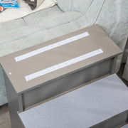 PawHut 4 Step Wooden Dog Steps Pet Stairs For Dogs, Cat Ladder For Bed Couch With Non-Slip Carpet 40 X 59 X 54.2 Cm, Grey