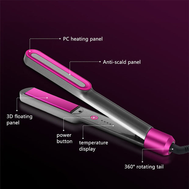 Warm curling hair straightener