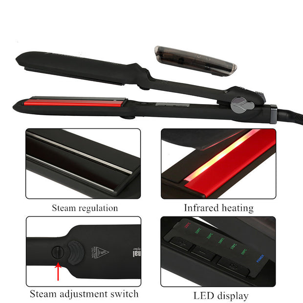 Infrared steam spray hair straightener