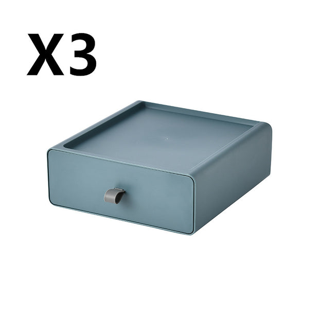 Desktop Storage Box Office Accessories Makeup, Plastic Storage Container Bathroom Storage Stackable Organizer Drawer