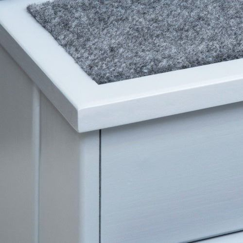 PawHut 3 Step Wooden Dog Steps Pet Stairs For Dogs, Cat Ladder For Bed Couch With Storage Grey