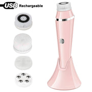 Facial Cleansing Brush Rechargeable Electric Spin Face Brush Waterproof Face Scrubber Massager with 4 Brush Heads Facial Machine