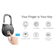 Tuya Smart Padlock Lock Bluetooth Fingerprint Bags Locks Dormitory Anti-Theft Lock USB Rechargeable Security Keyless Door Lock