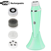 Facial Cleansing Brush Rechargeable Electric Spin Face Brush Waterproof Face Scrubber Massager with 4 Brush Heads Facial Machine