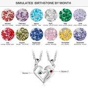 2 Pcs/ Set Merge Heart Shape Name Necklace Personalized Birthstone Silver Color Necklaces & Pendants Valentines Day Gift for Her