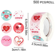 500PC Valentines Day Heart Sticker Candy Bag Seal Label Sticker Scrapbooking Valentines Birthday Wedding Gift Box Bag Decoration