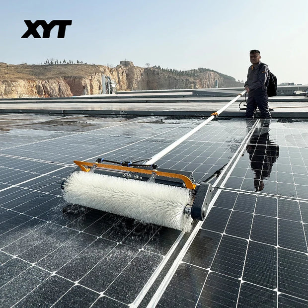 XYT Solar Panel Cleaning Rotating Brush Kit Equipment Machine Cleaner Robot With Water Fed Telescopic Pole