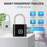 Keyless USB Charging Fingerprint Lock Smart Padlock Waterproof Door Lock 0.2sec Unlock Portable Anti-theft Padlock Zinc