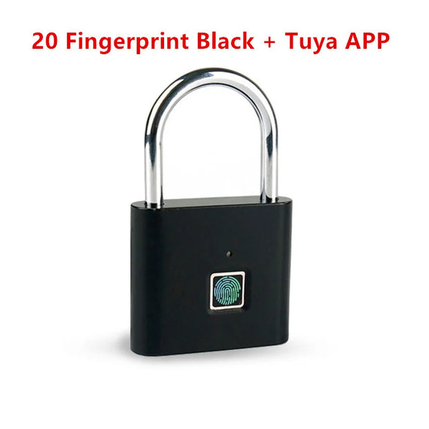 TUYA APP Smart Bluetooth 10 Fingerprint Door Lock Padlock Quick Unlock Zinc Alloy USB Rechargeable Locker Door Lock Black Silver