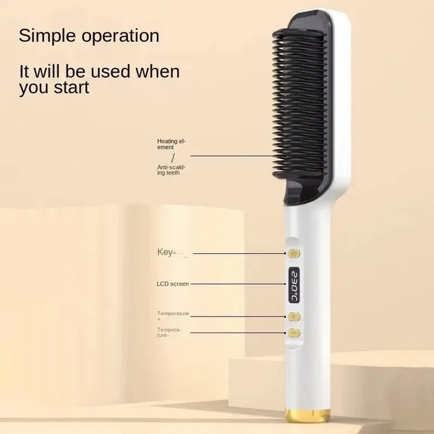 Hair Care Electric Hot Comb Multifunctional Straight Hair Straightener Comb Negative Ion Anti-Scalding Straightening Brush