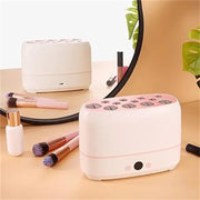 Electric Makeup Brushes Drying Machine 2 in 1 Automatic Electric Makeup Brush Cleaner and Dryer 12 Holes Cosmetic Puff Cleaner