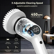 QWElectric Spin Scrubber,IMAXTOP Cordless Cleaning Brush with 8 Replaceable Brush Heads,with Adjustable Shower Cleaner