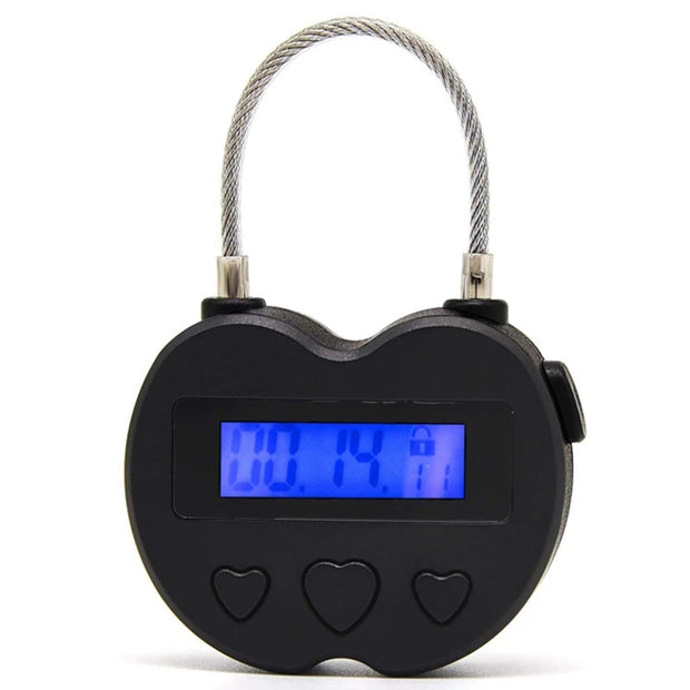 3X Smart Time Lock LCD Display Time Lock USB Rechargeable Temporary Timer Padlock Travel Electronic Timer Black