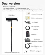 XYT Solar Panel Cleaning Rotating Brush Kit Equipment Machine Cleaner Robot With Water Fed Telescopic Pole