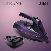 Sokany Powerful 2 in 1 Handheld Corded Cordless 2400W Pressing Iron Electric Steam Iron For Laundry With Self-Cleaning Function