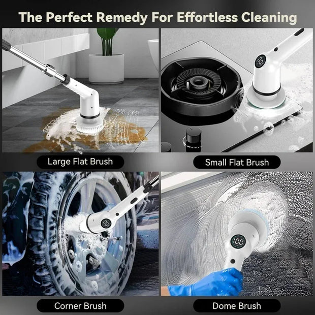 QWElectric Spin Scrubber,IMAXTOP Cordless Cleaning Brush with 8 Replaceable Brush Heads,with Adjustable Shower Cleaner