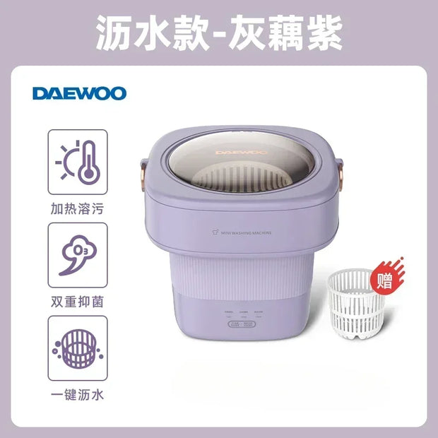 Daewoo mini washing machine 6L large capacity underwear socks folding washing machine for lazy people 220V 520W