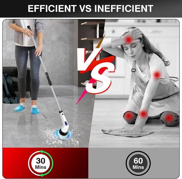 10 in 1 Electric Spin Scrubber, Cordless Handheld Grout Shower Cleaner, Electric Cleaning Brush with Adjustable Rotating Brush H