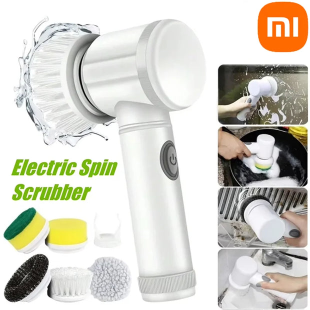 Xiaomi MIJIA Electric Scrubber Spin Cleaning Brush Power Scrubber With 5Replaceable Brush Heads Electric Cleaning Brush Bathroom