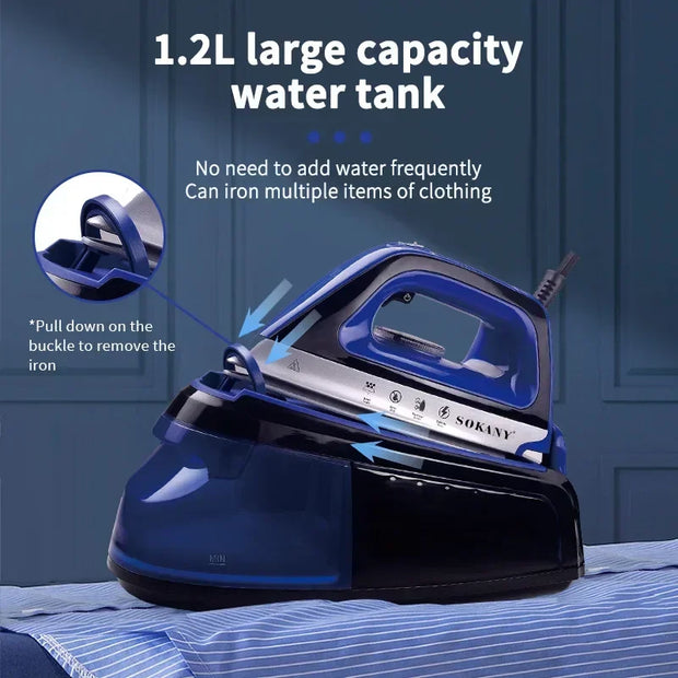 Portable 360-Degree Freestyle Dry/Steam Iron, Non-Stick Soleplate, Anti-Calc and Anti-Drip, Power Base and Carrying/Storage Case