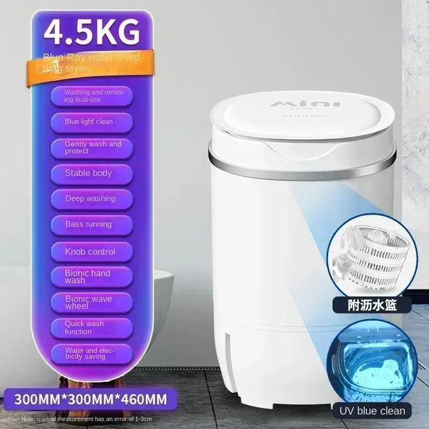 220V Compact and Lightweight Mini Washing Machine with Semi-automatic Design, Ideal for Underwear and Children's Clothes