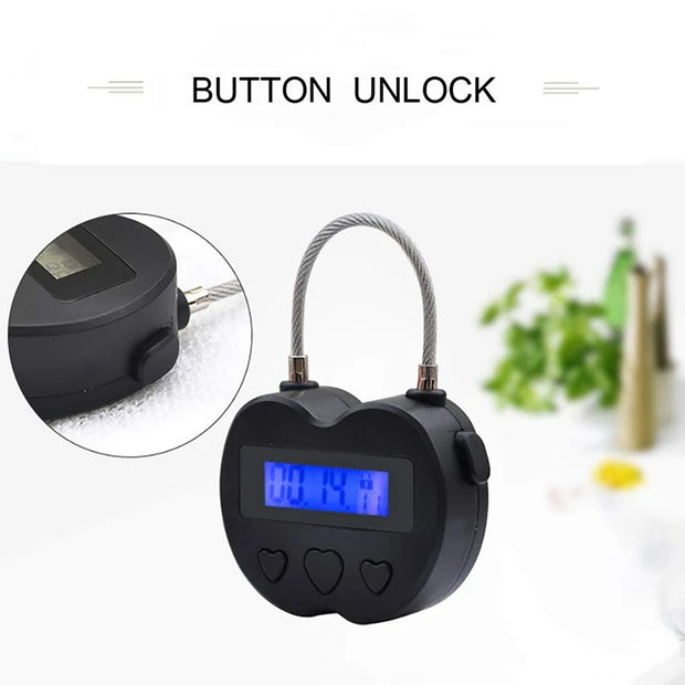 3X Smart Time Lock LCD Display Time Lock USB Rechargeable Temporary Timer Padlock Travel Electronic Timer Black