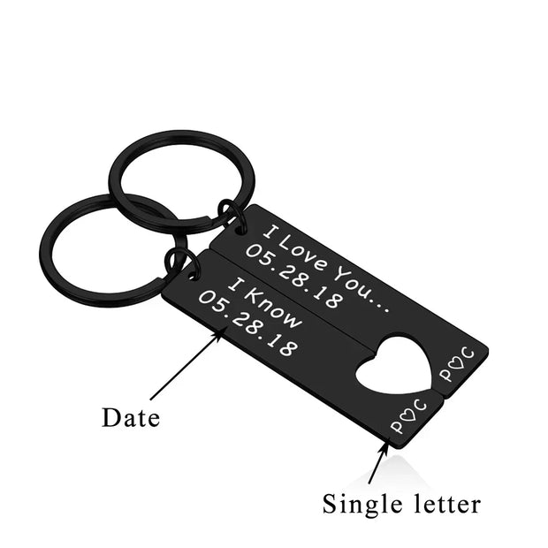 Customized Couples Keychain Boyfriend Girlfriend Keyring Husband Anniversary Valentine Day Gift Pinky Promise Women Men KeyChain