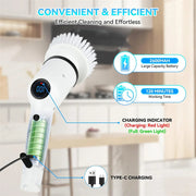 9in1 Wireless Electric Mop Multi-Function LCD Digital Display Home Kitchen Bathroom Handheld Rotating Telescopic Cleaning Brush