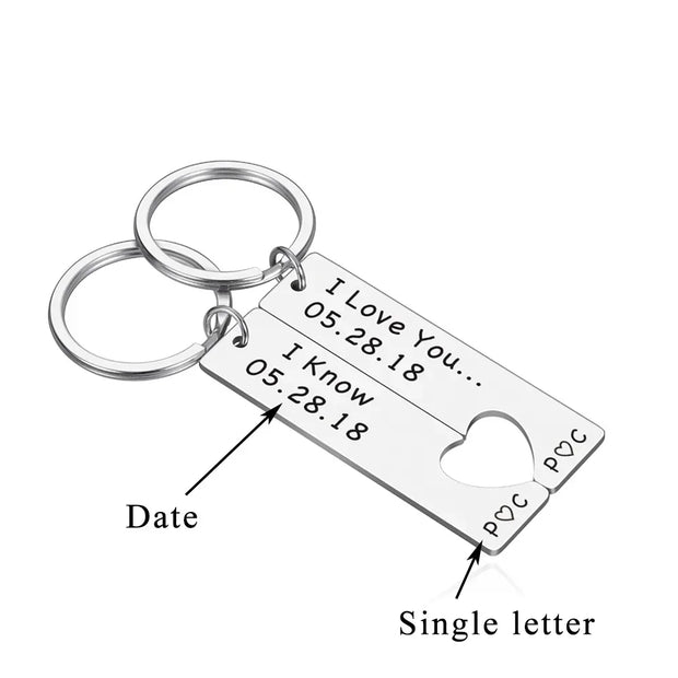 Customized Couples Keychain Boyfriend Girlfriend Keyring Husband Anniversary Valentine Day Gift Pinky Promise Women Men KeyChain