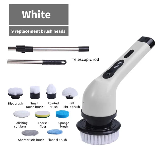 Multifunctional Electric Cleaning Brush 9-in-1 Bathroom Window Kitchen Toilet Automotive Household Rotating Cleaning Machine