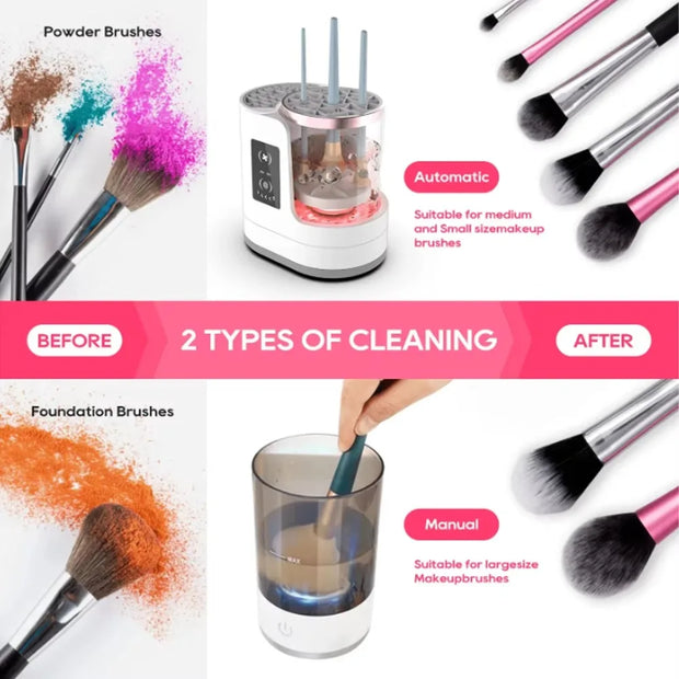 Electric Makeup Brush Cleaner Detachable USB Rechargeable Automatic Cosmetic Brush Cleaning Machine Beauty Brush Dryer Holder