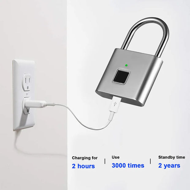 Xiaomi Fingerprint Padlock Smart USB Rechargeable Door Lock Waterproof Biometric Thumbprint Quick Unlock Zinc Alloy Door Padlock