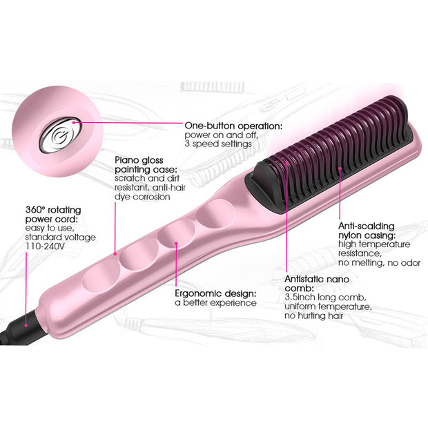 Hair Curler And Straightener Dual-use Straight Comb Electric Hair Straightener