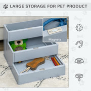 PawHut 3 Step Wooden Dog Steps Pet Stairs For Dogs, Cat Ladder For Bed Couch With Storage Grey