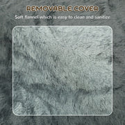 PawHut Three-Step Dog Stairs, With Washable Plush Cover, For High Bed Sofa, Dog Stairs For Small Dog And Cat - Light Grey