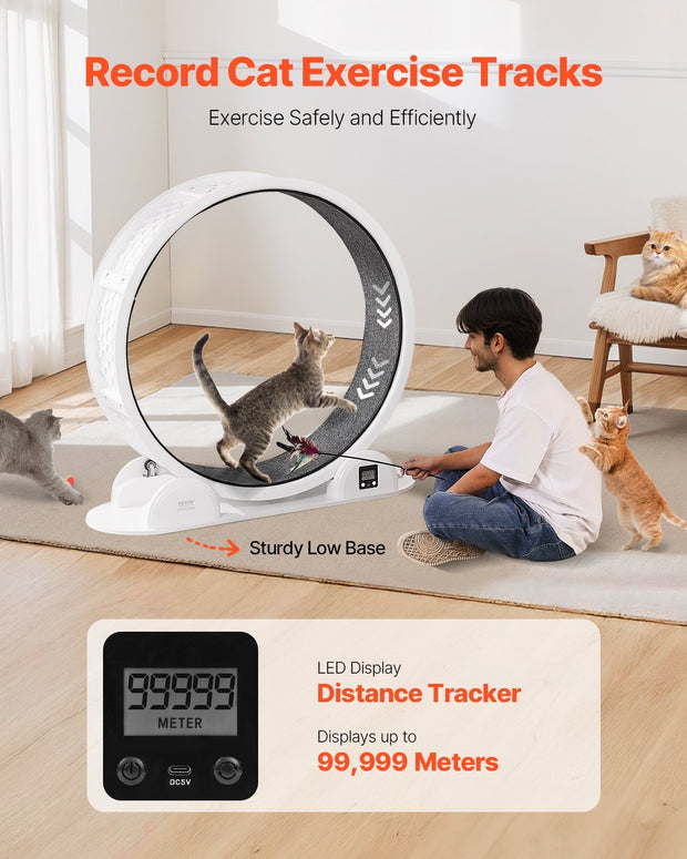 Cat Exercise Wheel With Pedometer 40.8 Cat Treadmill For Pet Health White